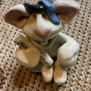 Ceramic Rabbit Figurine with Diploma